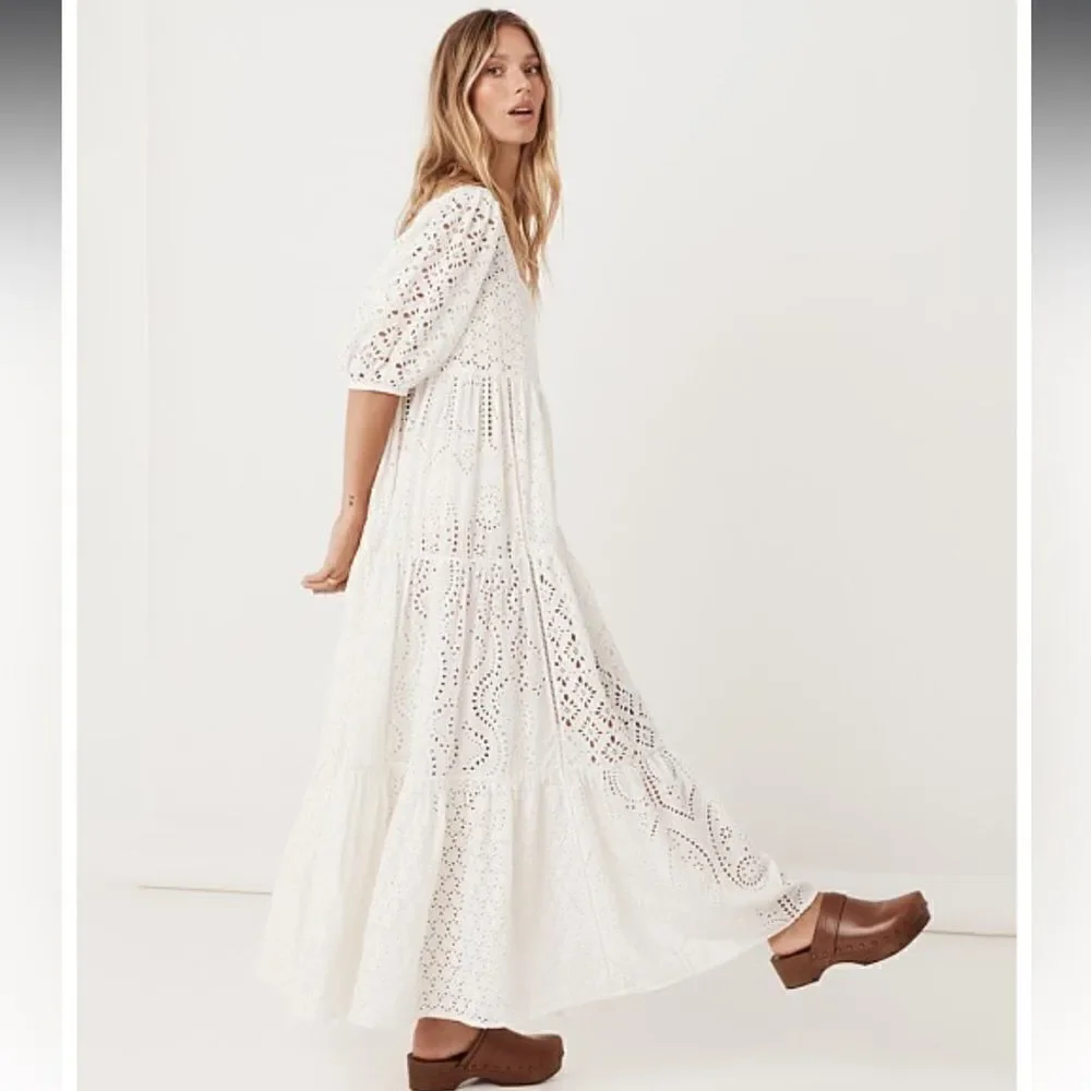 NEW Spell and the Gypsy Lottie Gown with Slip White Eyelet Lace Small - Picture 3 of 15